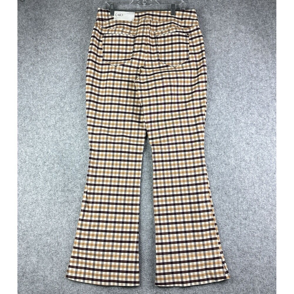 Cato Mid Rise Flare Pull On Pants Womens 14 Gingham Plaid Stretch Pockets NEW* - Picture 5 of 16